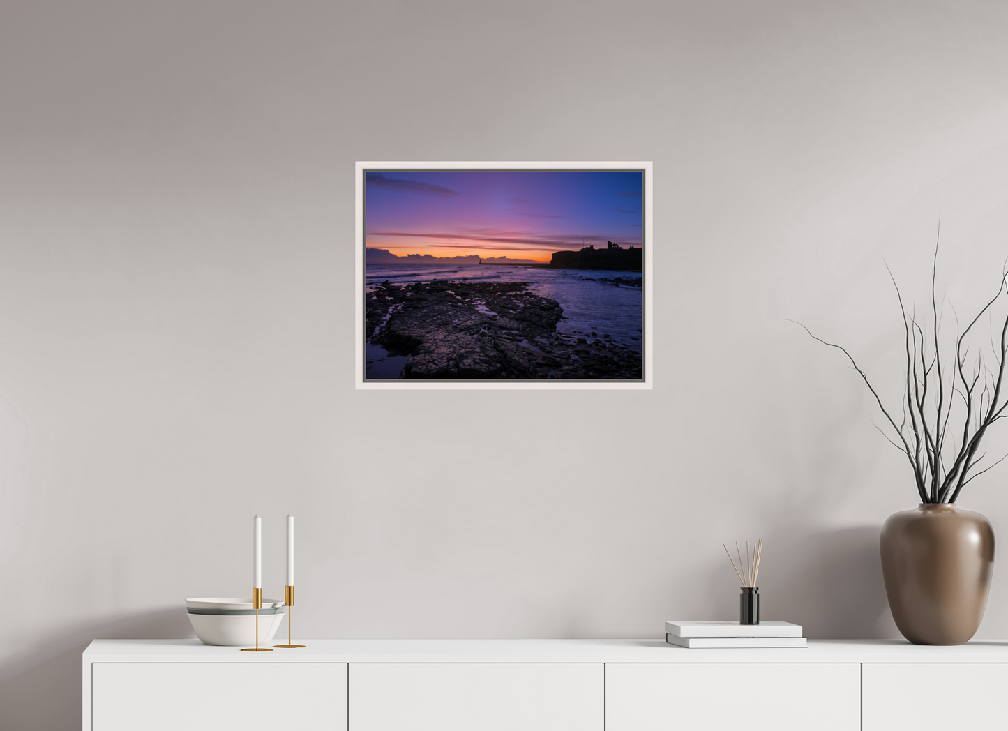 60 x 45 cm, White Frame Dawn on 21st November 25 Tynemouth