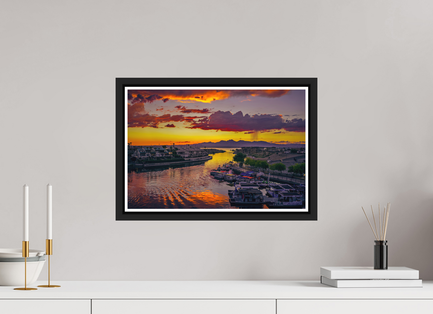 45 x 30 cm, Matt Black Frame Lake Havasu City Sunset