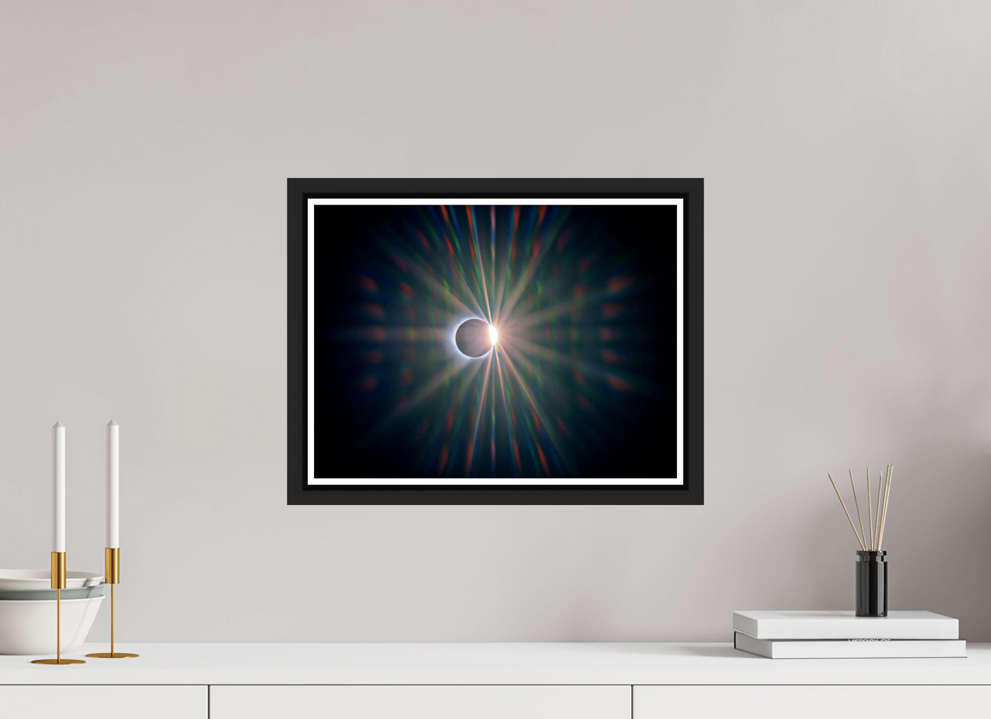40 x 30 cm, Matt Black Frame Diffraction Diamond Ring