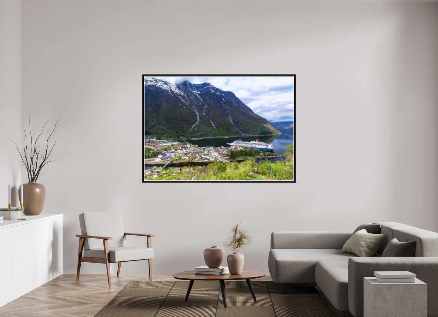 173.2 x 120 cm, Matt Black Frame Borealis in Eidfjord