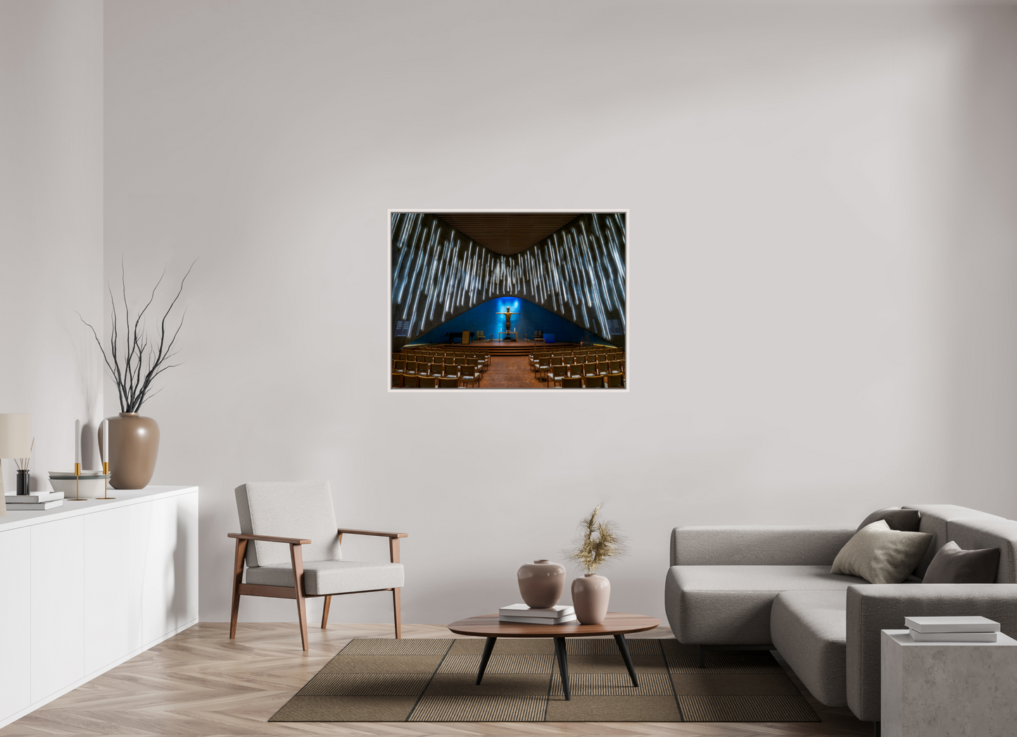 120 x 90 cm, White Frame Northern Lights Cathedral, Alta