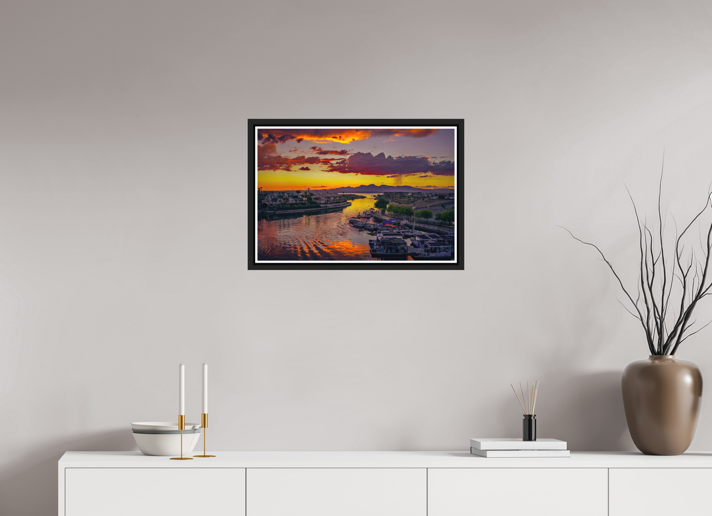 60 x 40 cm, Matt Black Frame Lake Havasu City Sunset