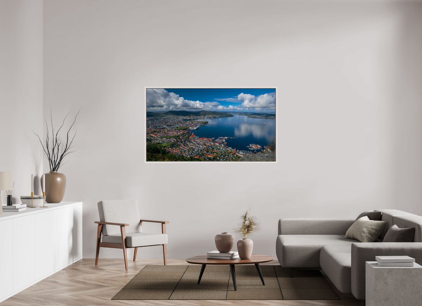 160 x 90 cm, White Frame Borealis in Bergen