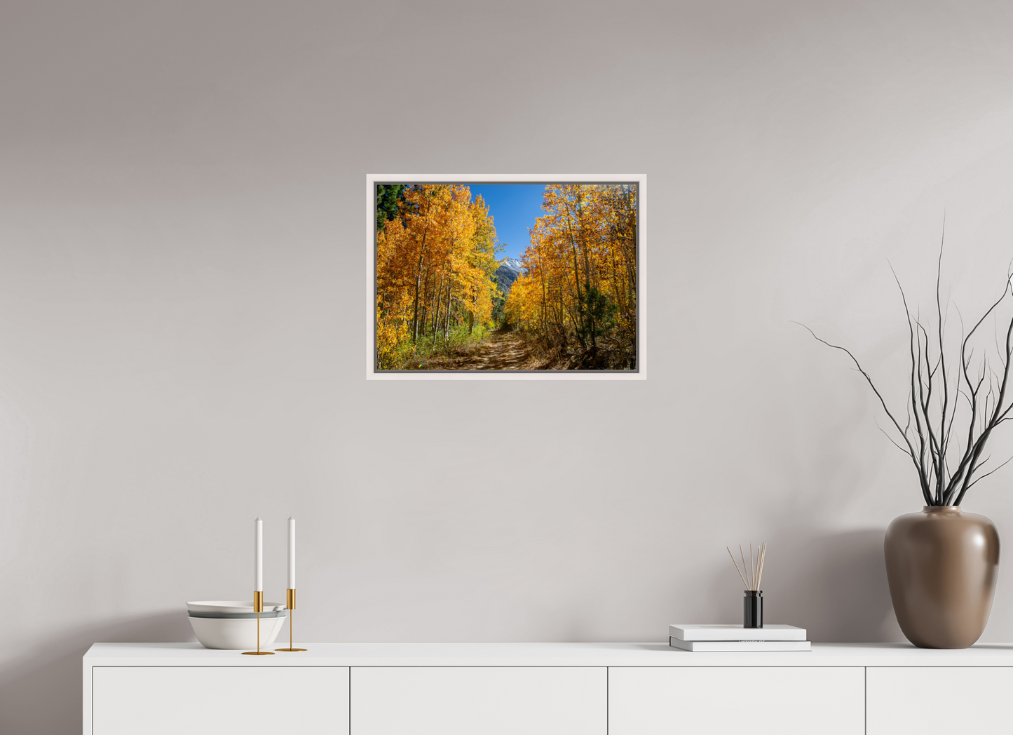 56 x 40 cm, White Frame Autumn in the Sierras