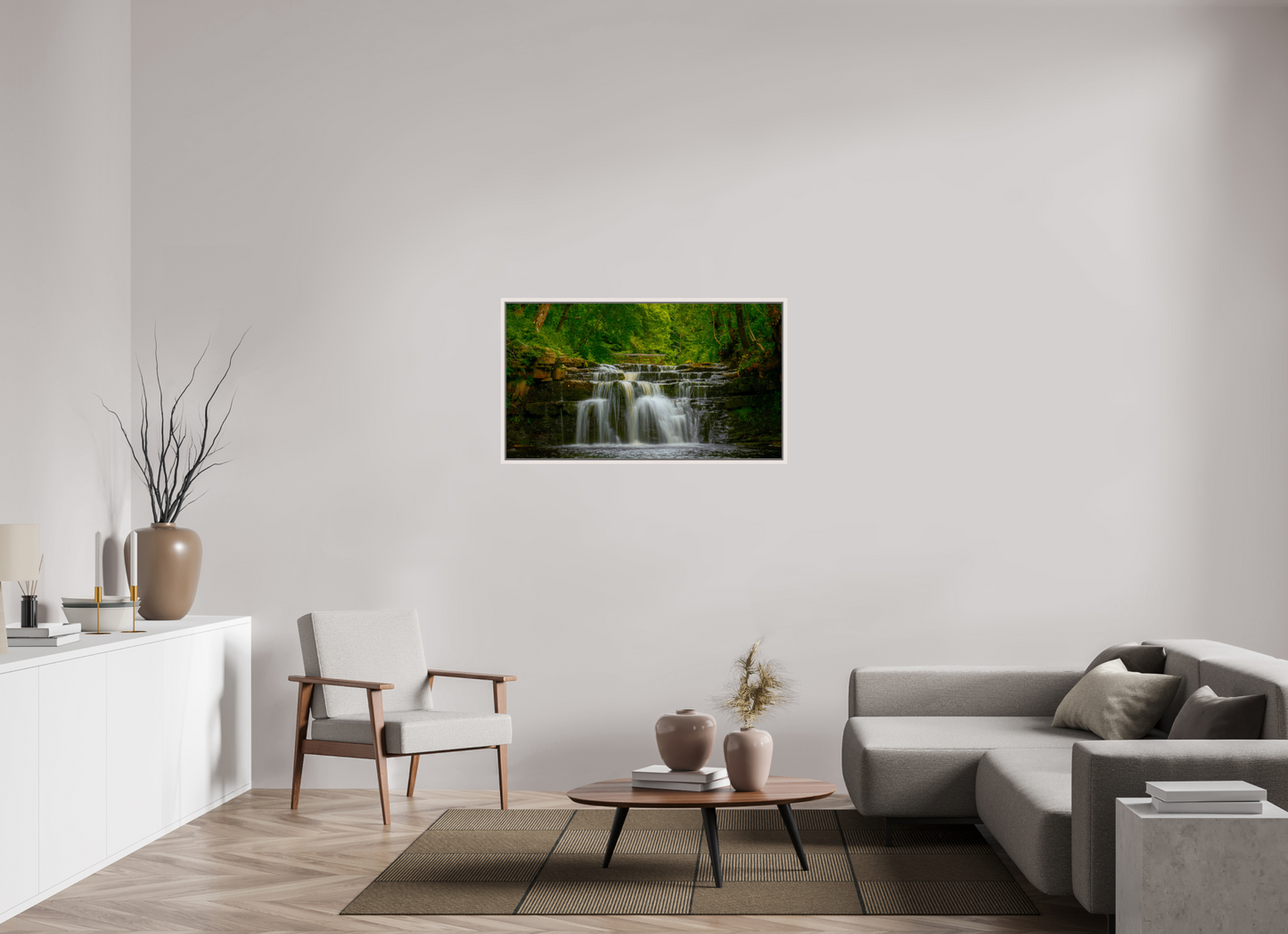 112 x 63 cm, White Frame Lower Ashgill Force