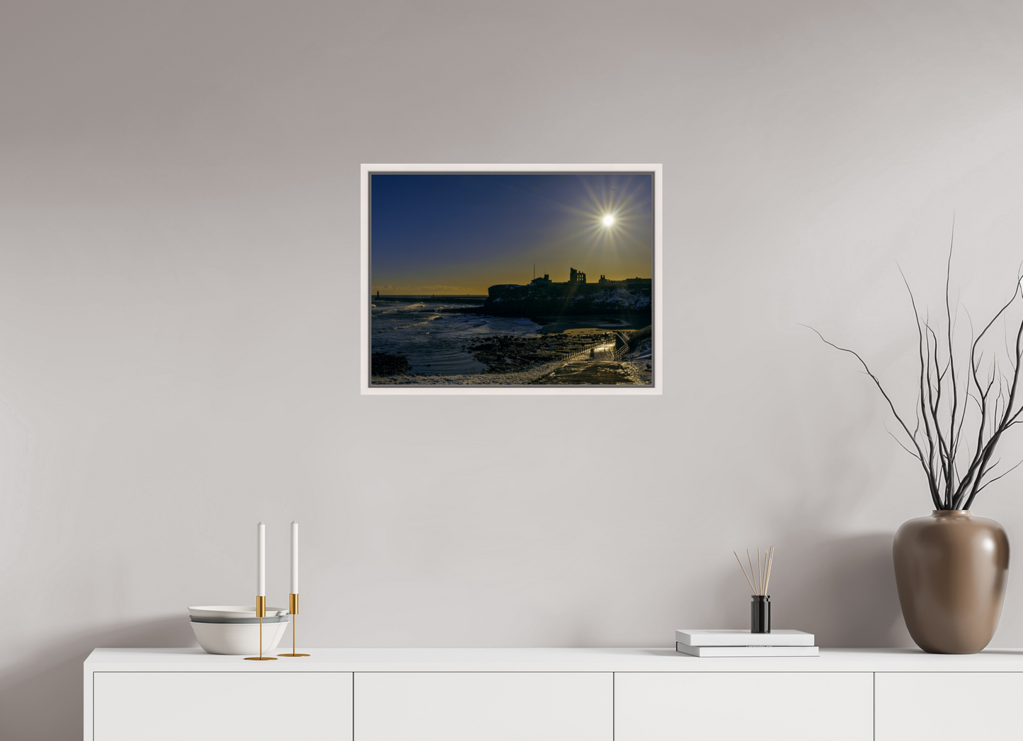 60 x 45 cm, White Frame Snowy Tynemouth January 4th 2026