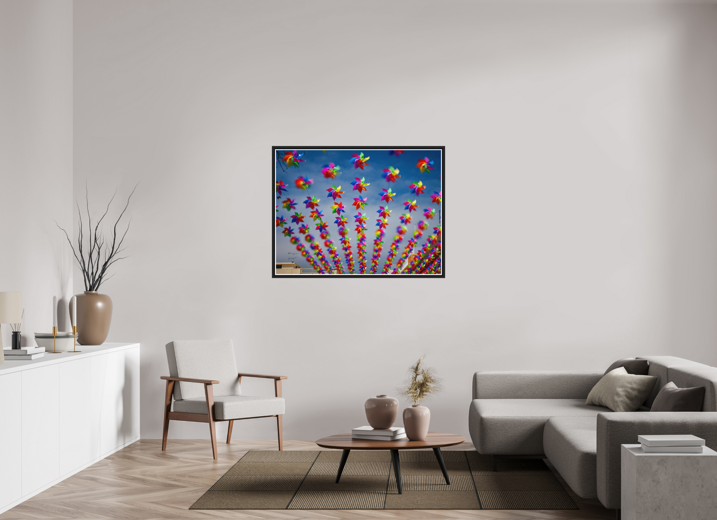 120 x 90 cm, Matt Black Frame Cheung Chau Windmills