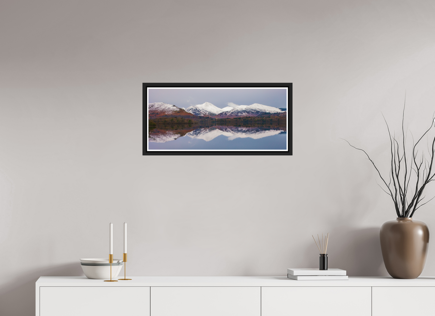 68.9 x 30 cm, Matt Black Frame Derwentwater, January 2018