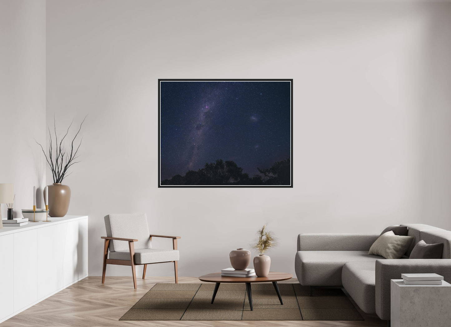 150.2 x 120 cm, Matt Black Frame Southern Milky Way and Magellanic Clouds