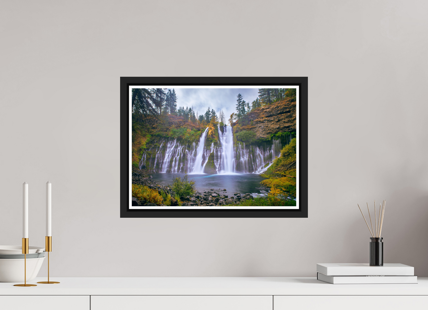 42 x 30 cm, Matt Black Frame Burney Falls Autumn 2018