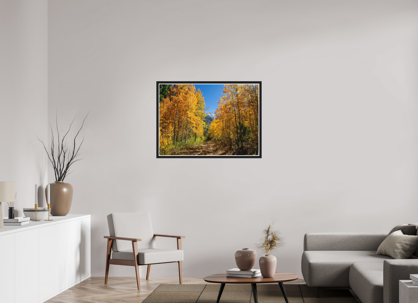 98 x 70 cm, Matt Black Frame Autumn in the Sierras
