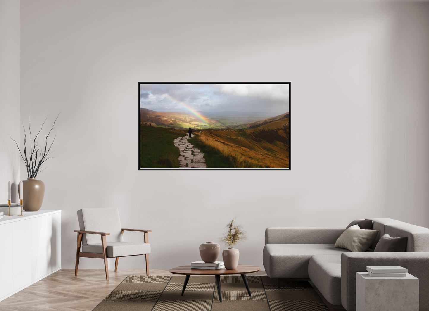 176 x 99 cm, Matt Black Frame Castleton after the rain