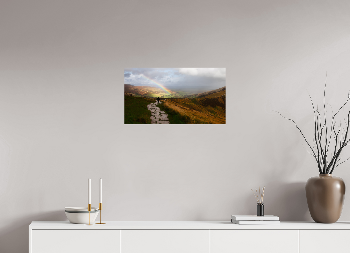 64 x 36 cm, Photo Print On Fuji Crystal DP II Rainbow above Castleton