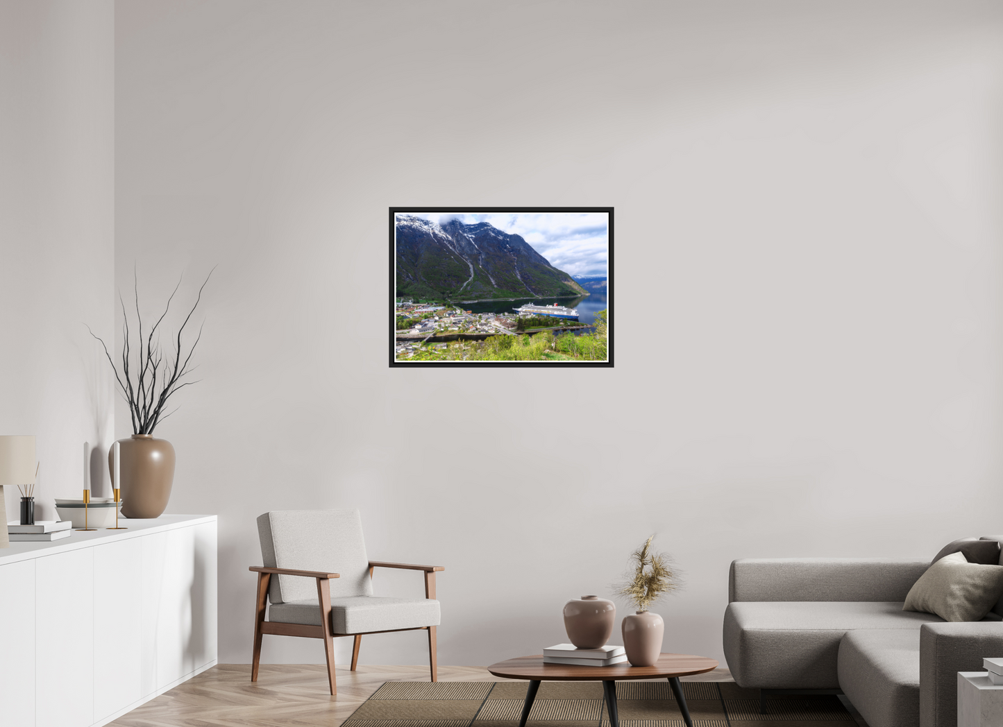86.6 x 60 cm, Matt Black Frame Borealis in Eidfjord