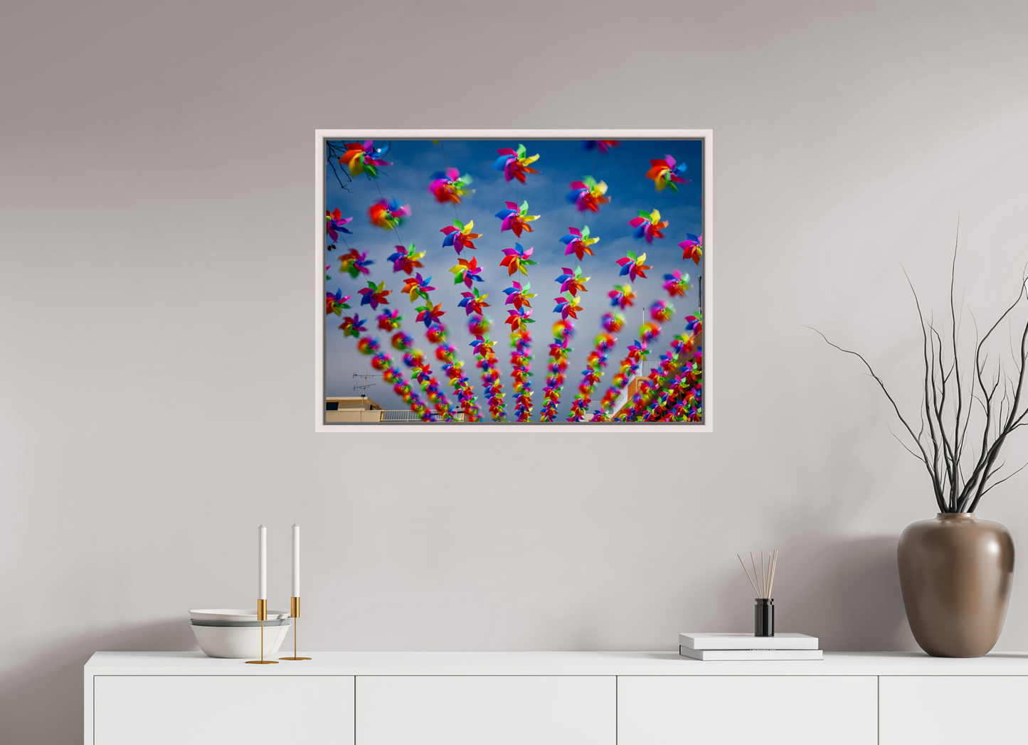 80 x 60 cm, White Frame Cheung Chau Windmills