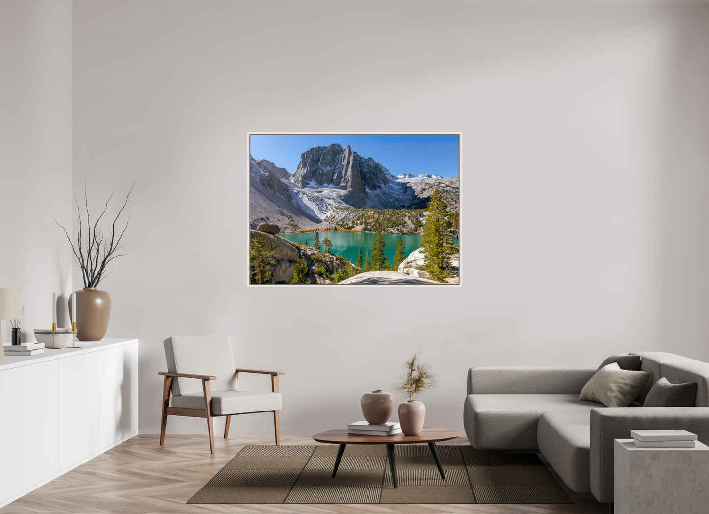 154 x 110 cm, White Frame Second Lake.
