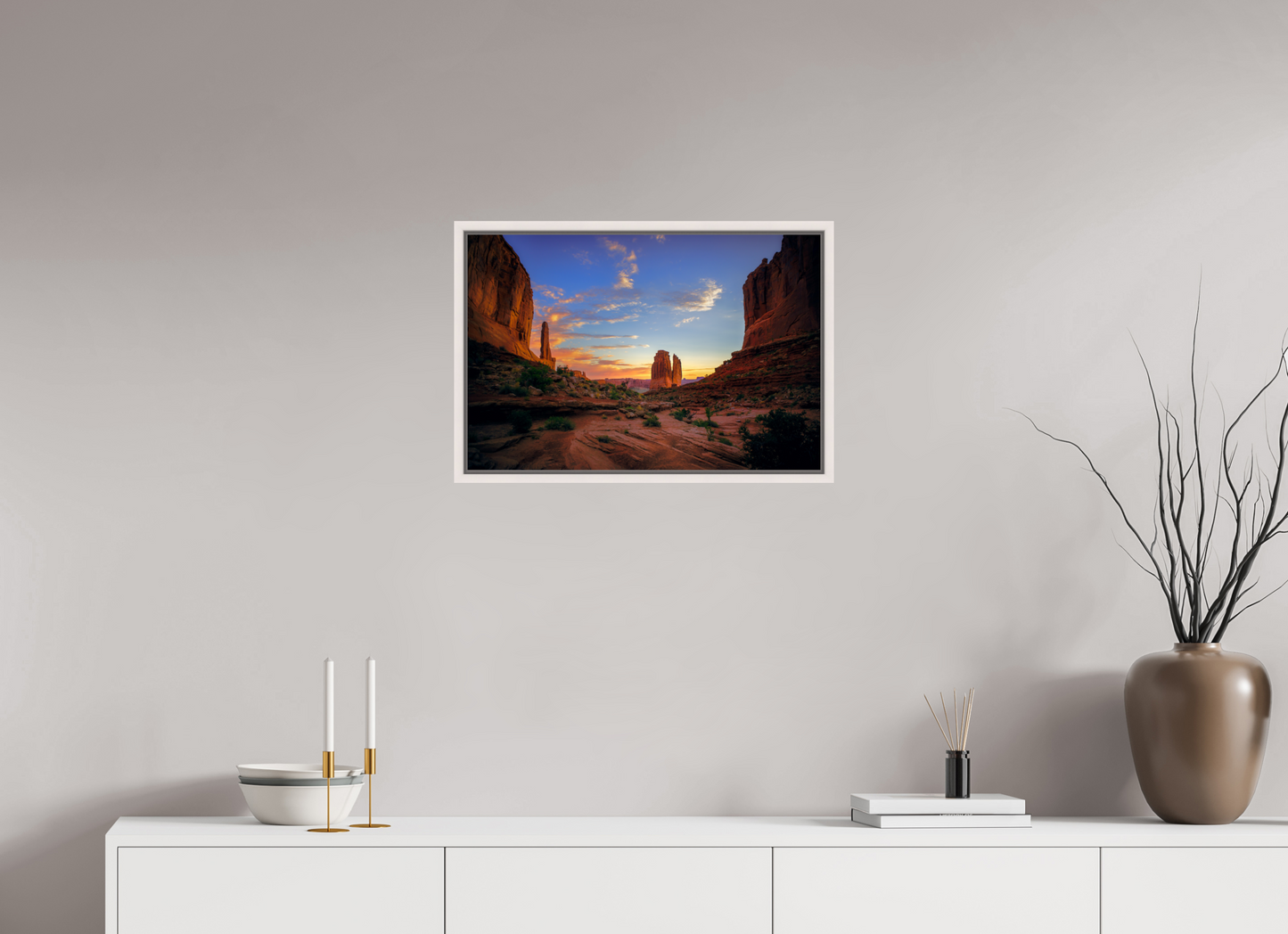 60 x 40 cm, White Frame Park Avenue Trail at Sunrise