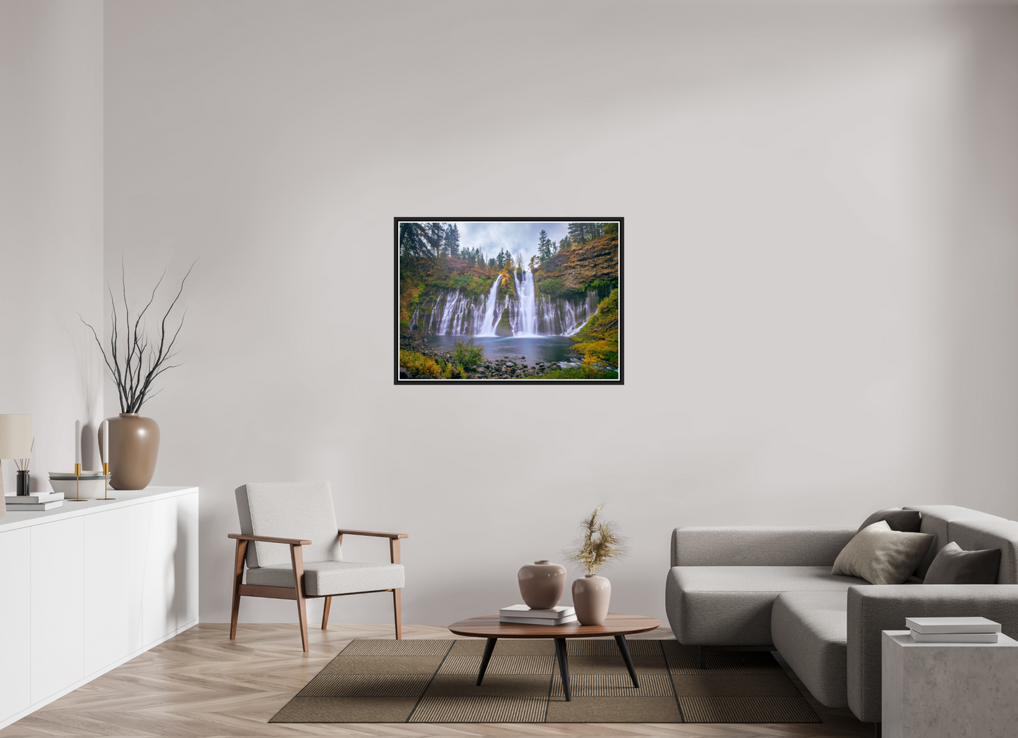 112 x 80 cm, Matt Black Frame Burney Falls Autumn 2018