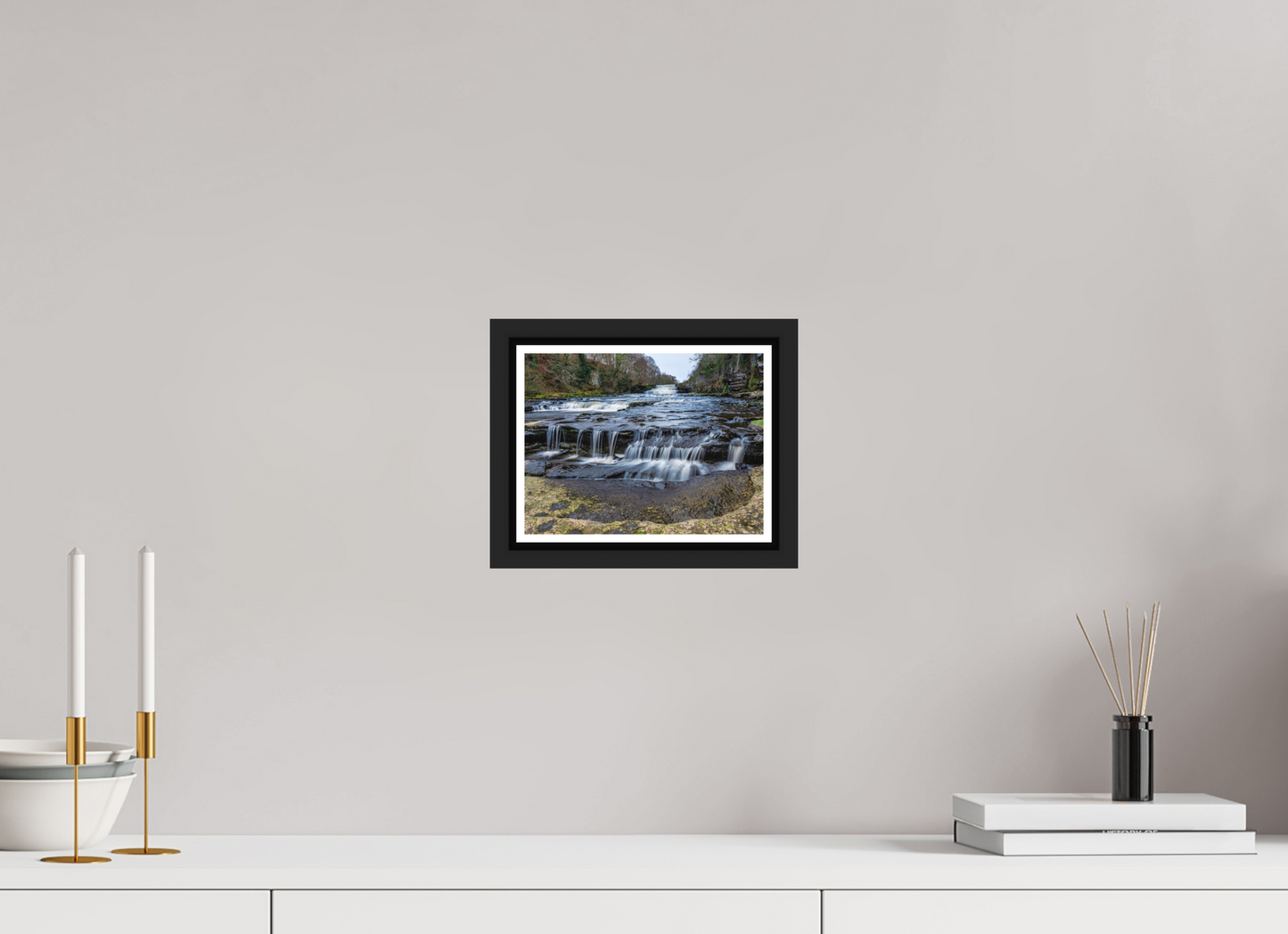 20 x 15 cm, Matt Black Frame Lower Aysgarth Falls