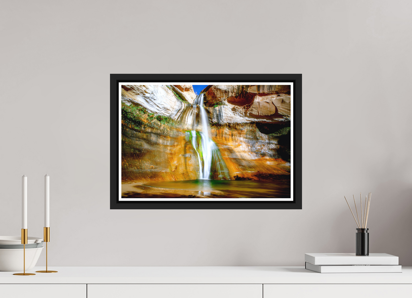 45 x 30 cm, Matt Black Frame Calf Creek Falls