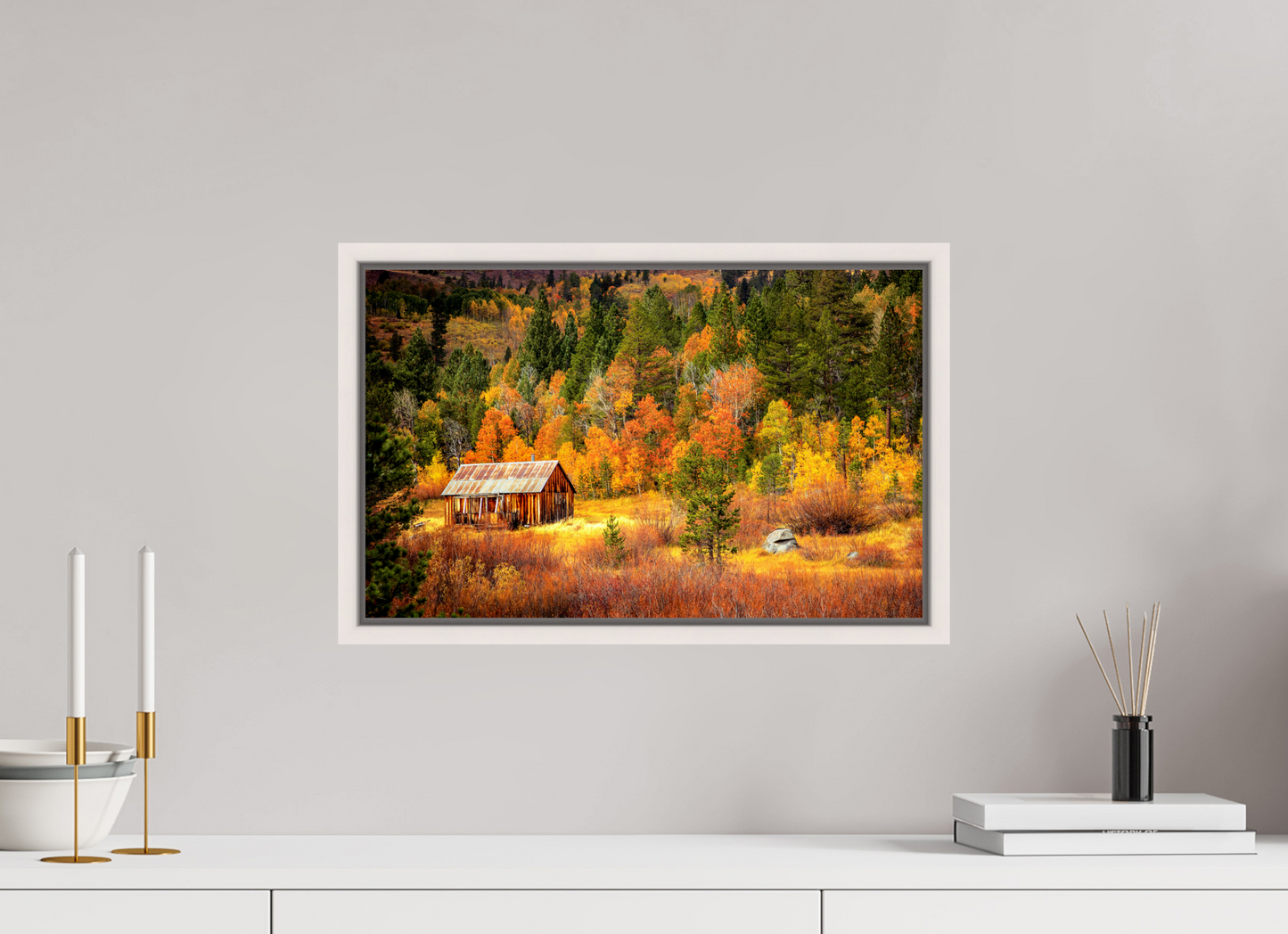 48 x 30 cm, White Frame Hope Valley Barn