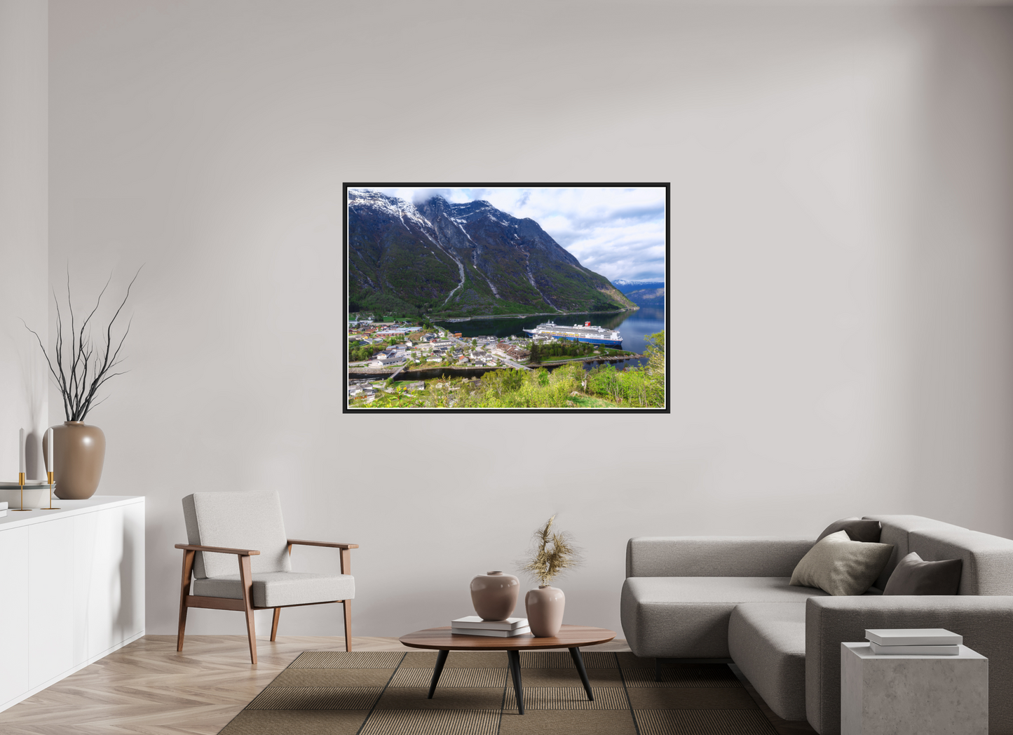 158.7 x 110 cm, Matt Black Frame Borealis in Eidfjord