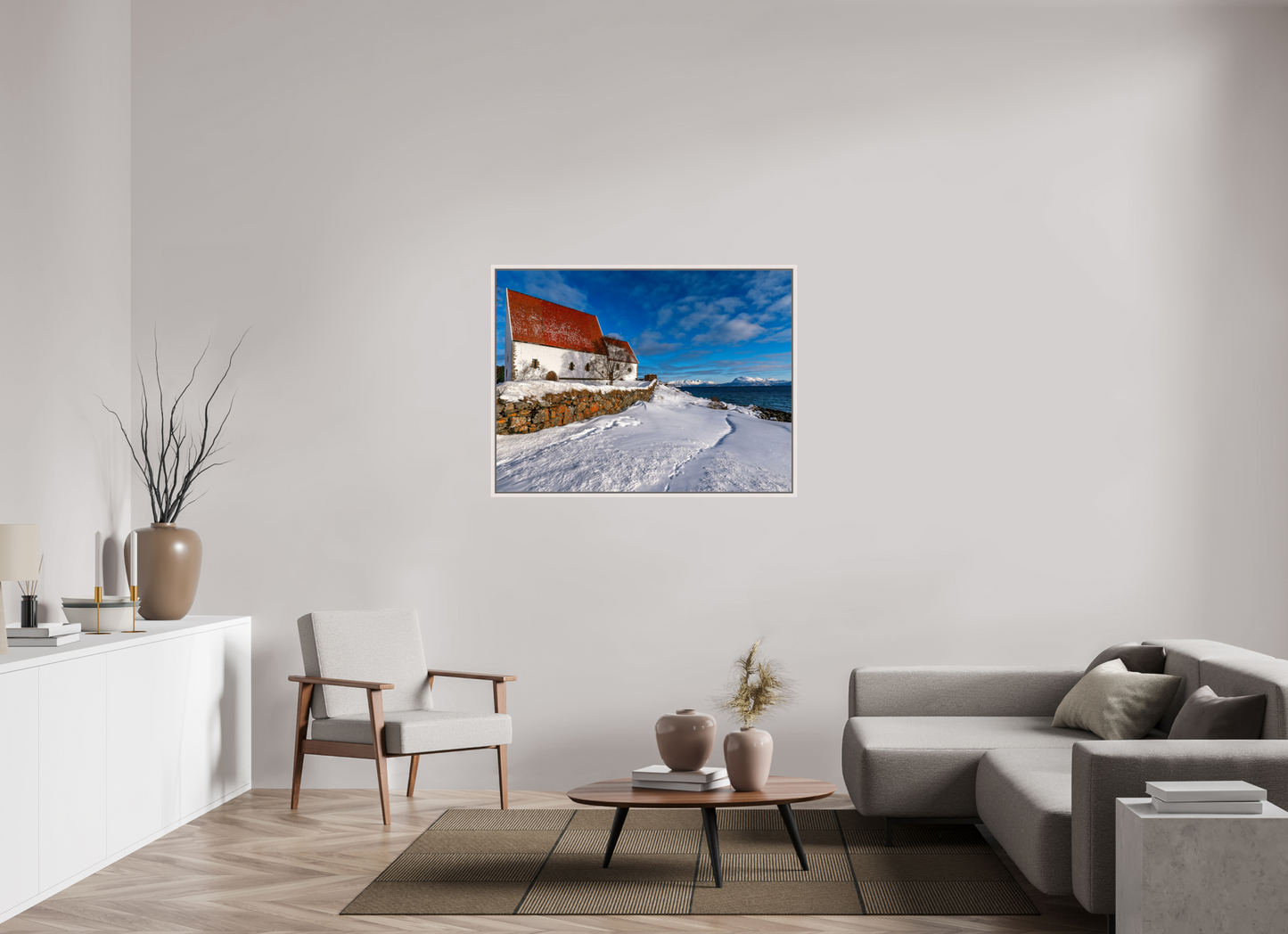120 x 90 cm, White Frame Trondenes Church, Harstad