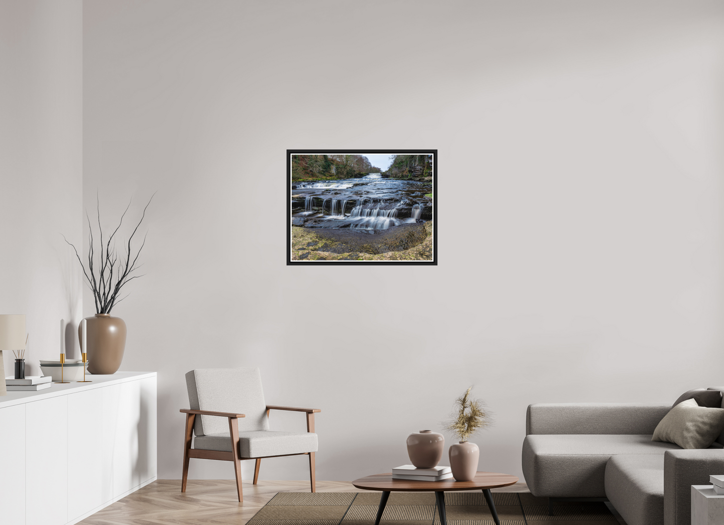 80 x 60 cm, Matt Black Frame Lower Aysgarth Falls