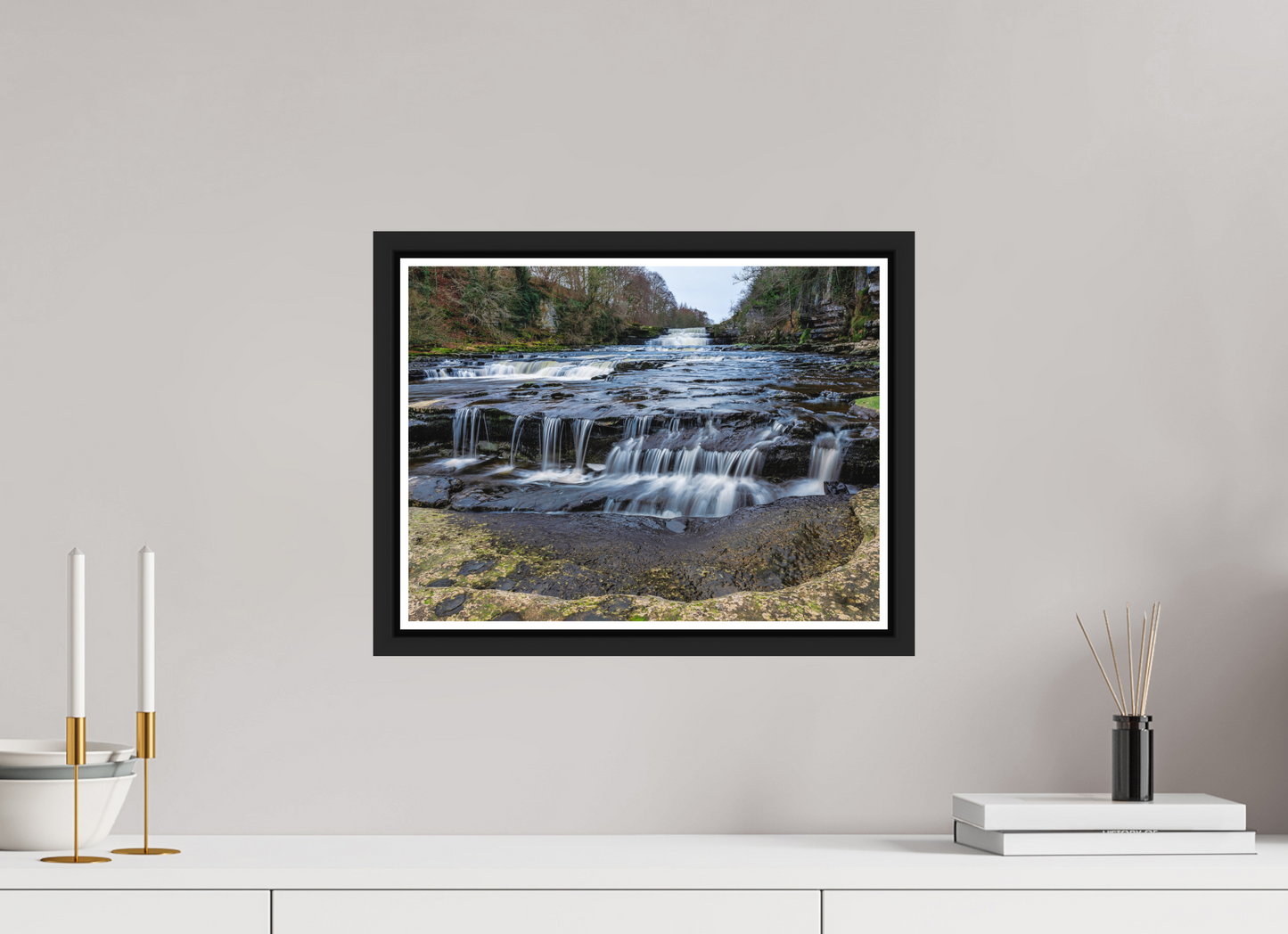 40 x 30 cm, Matt Black Frame Lower Aysgarth Falls