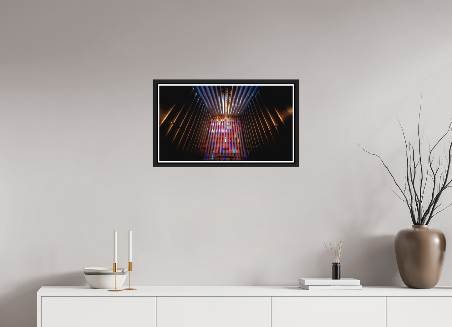 64 x 36 cm, Matt Black Frame Kirkelandet Church