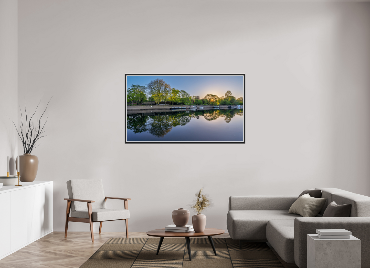 160 x 90 cm, Matt Black Frame April Dawn on the Ouse, York