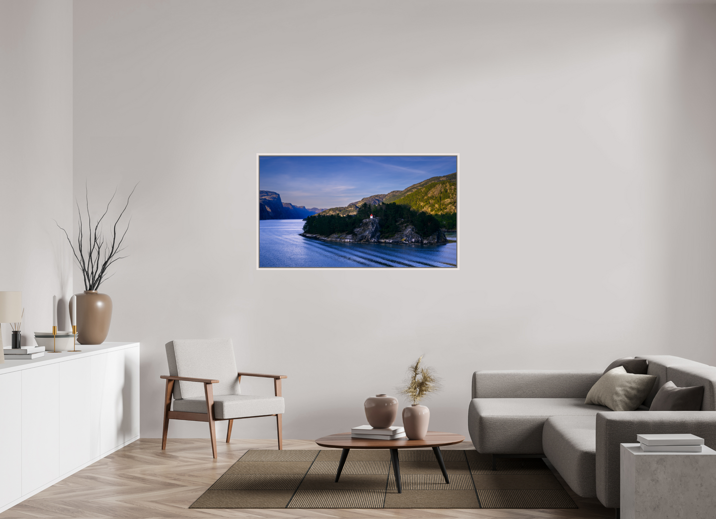 144 x 81 cm, White Frame Lysefjord Evening