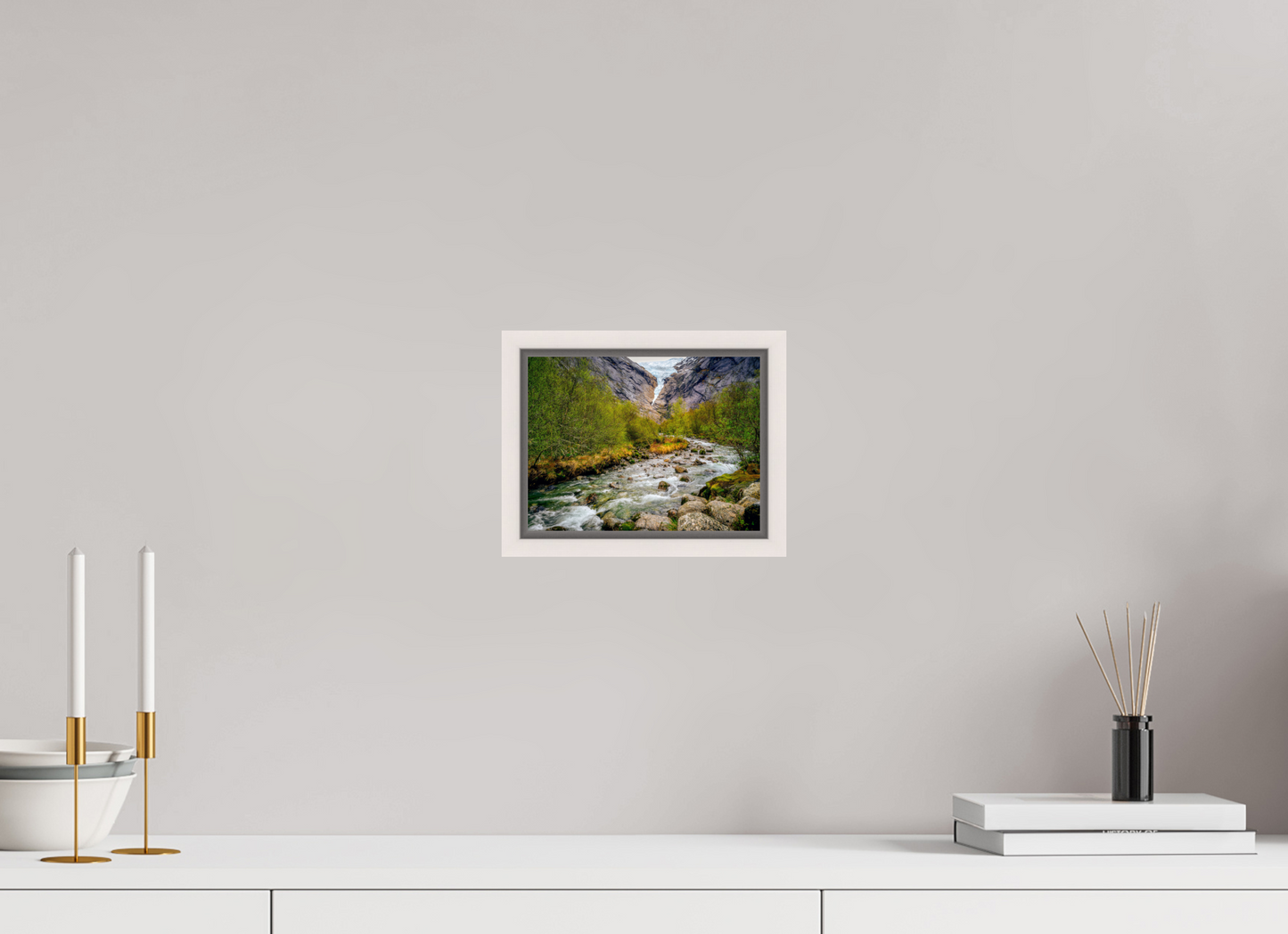 20 x 15 cm, White Frame Briksdal Glacier 2025