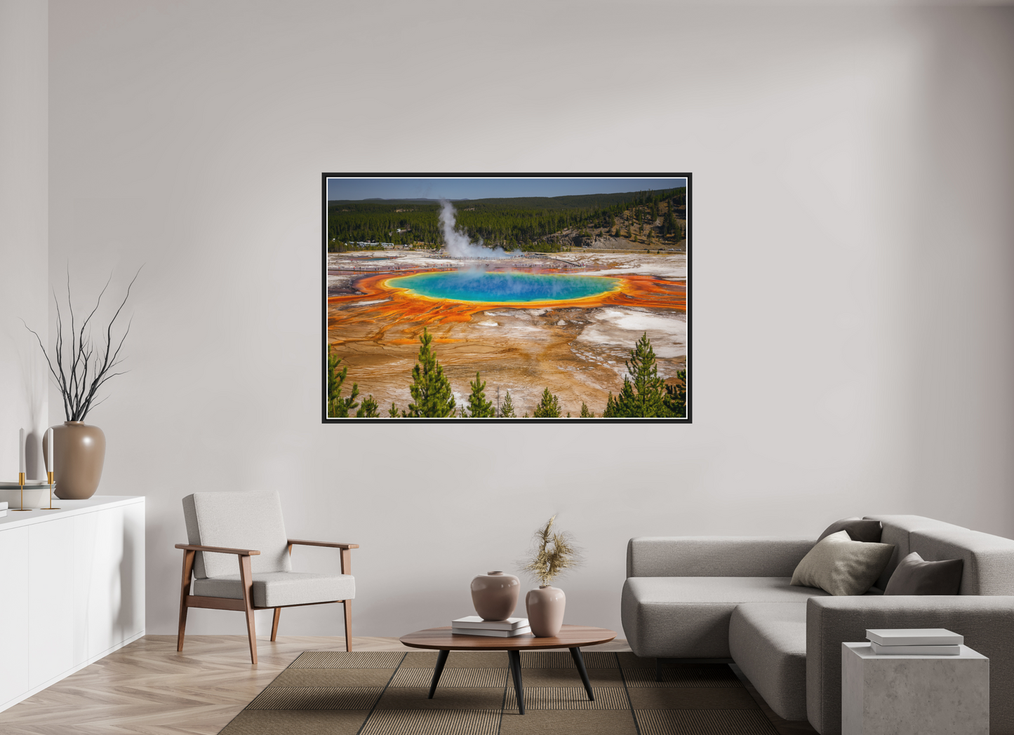 180 x 120 cm, Matt Black Frame The Grand Prismatic Spring, Yellowstone