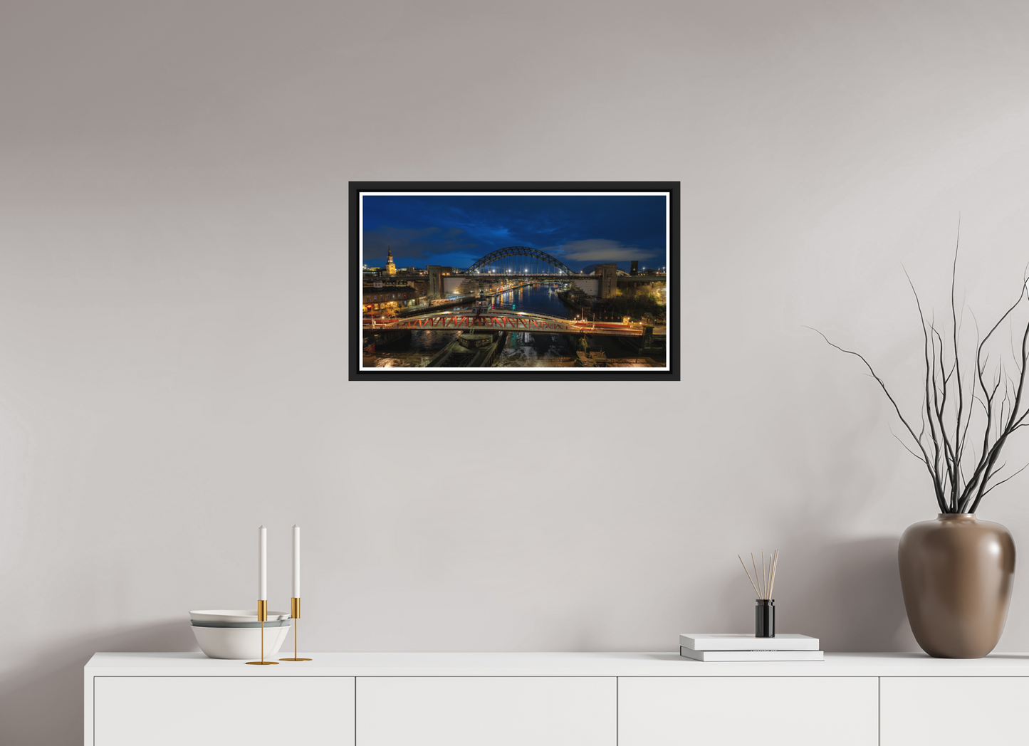 64 x 36 cm, Matt Black Frame New Year 2025