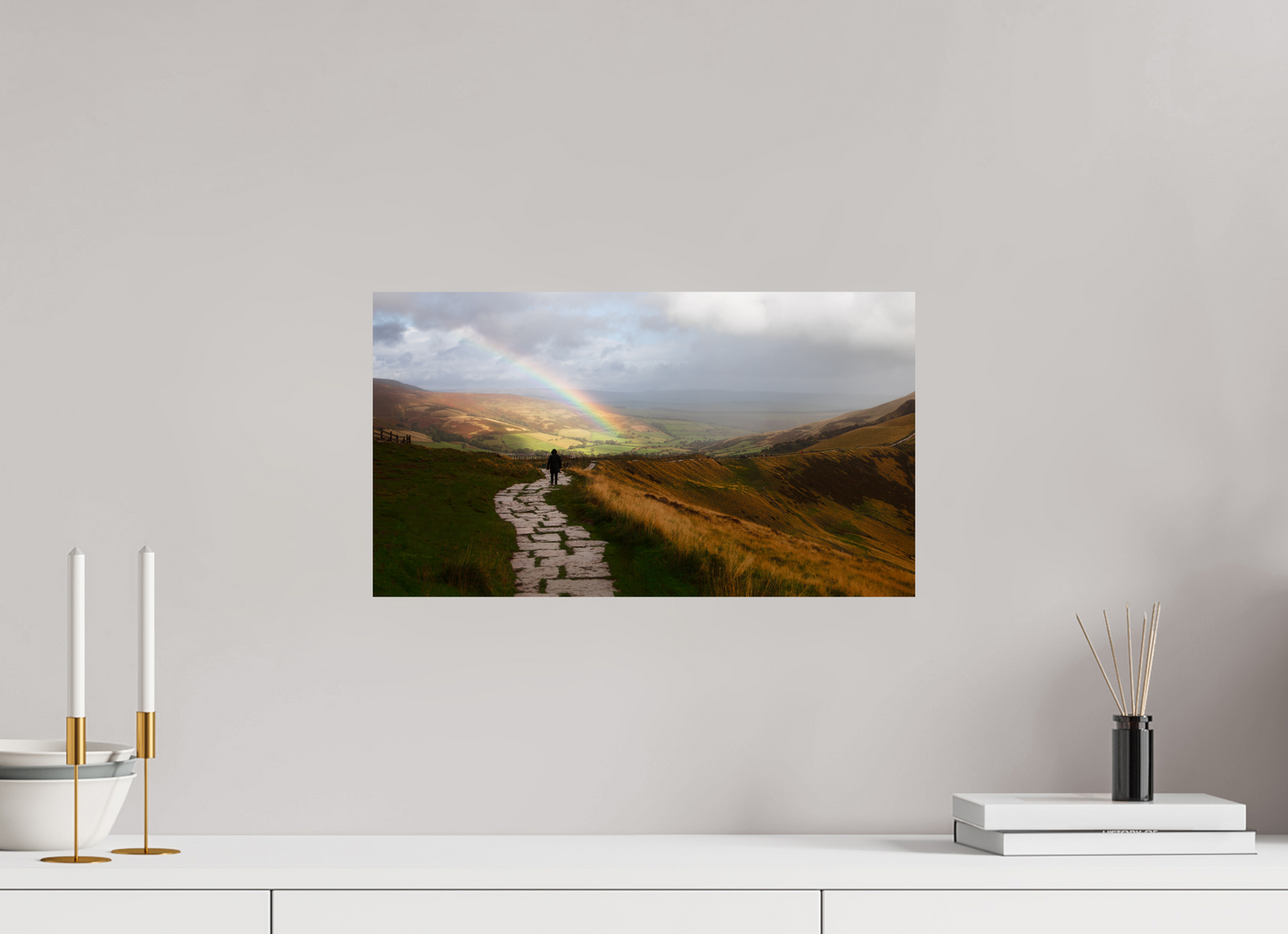 48 x 27 cm, Photo Print On Fuji Crystal DP II Rainbow above Castleton