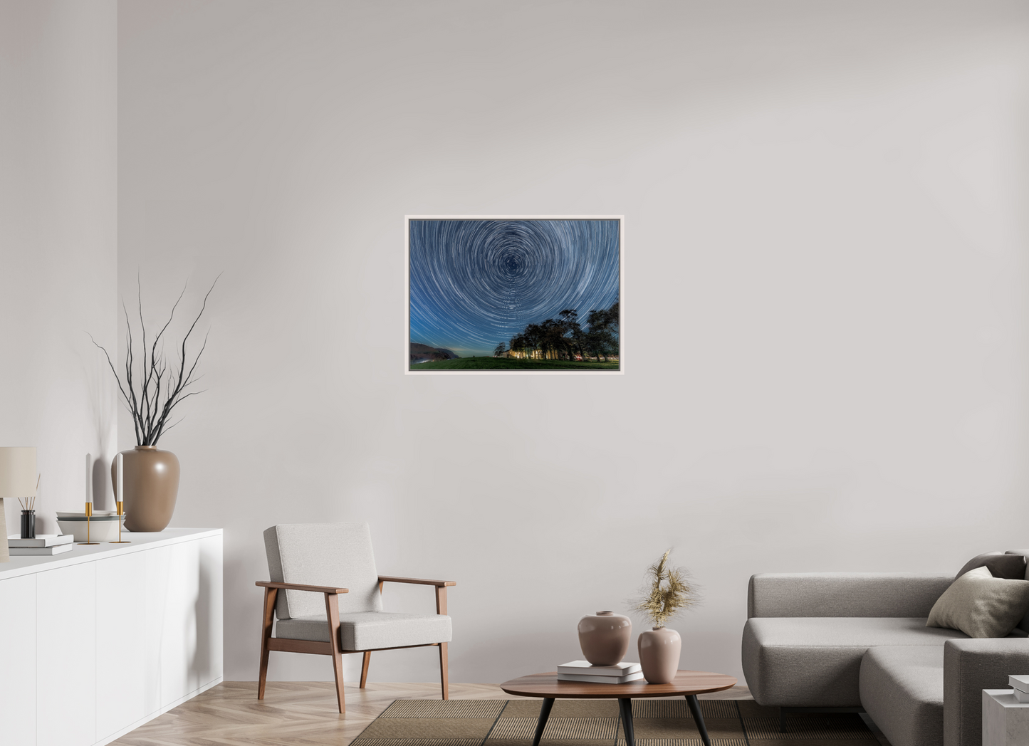 84 x 60 cm, White Frame Near Howe Star Trails