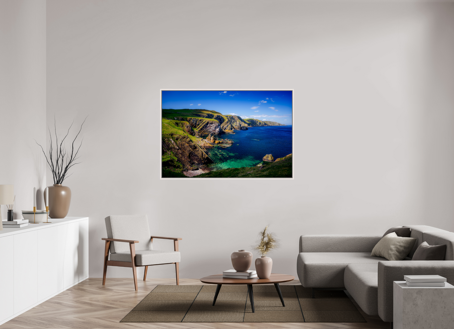 150 x 100 cm, White Frame Looking west Near St Abbs Head