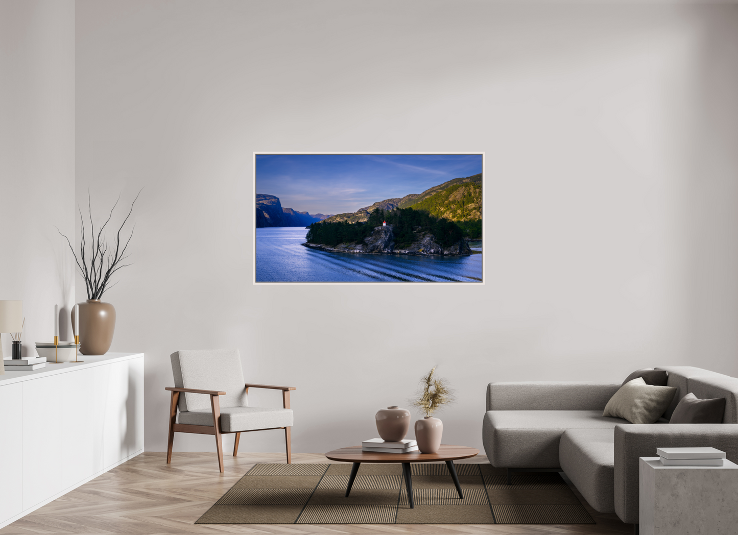 160 x 90 cm, White Frame Lysefjord Evening