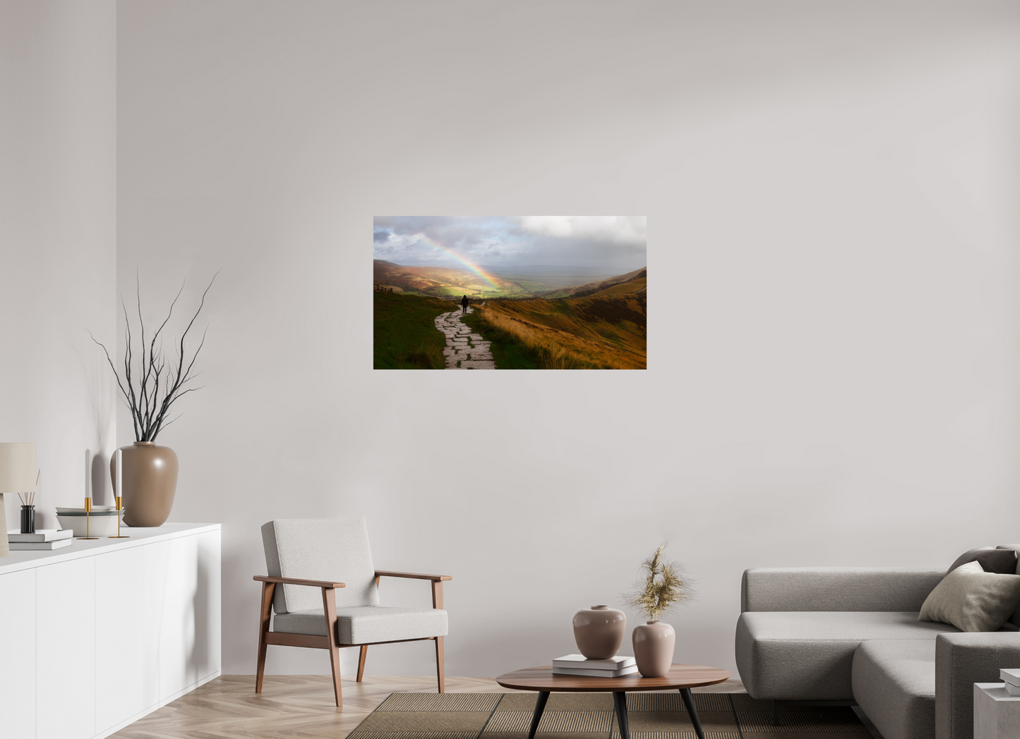112 x 63 cm, Photo Print On Fuji Crystal DP II Rainbow above Castleton