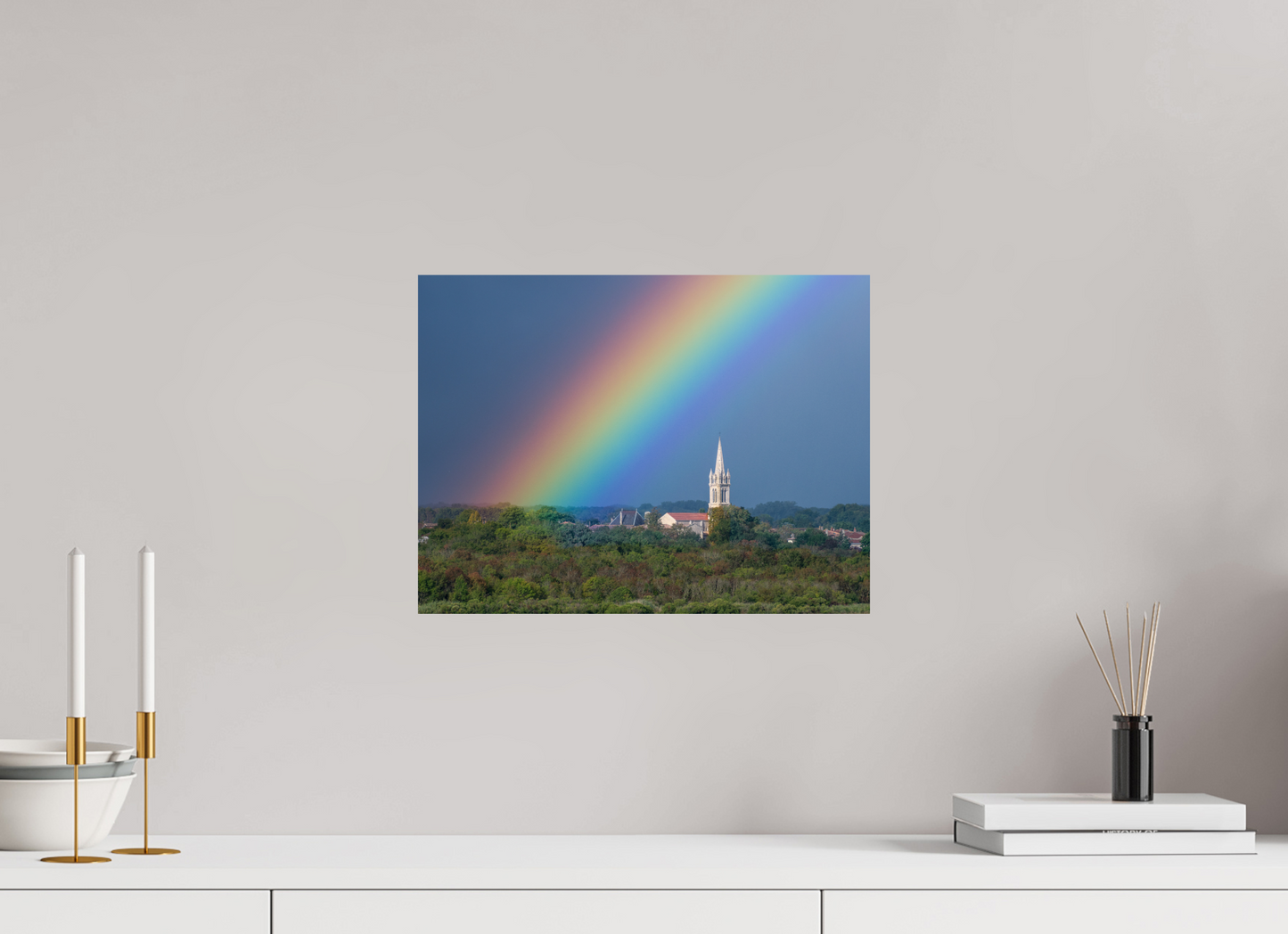 40 x 30 cm, Photo Print On Fuji Crystal DP II Church and rainbow