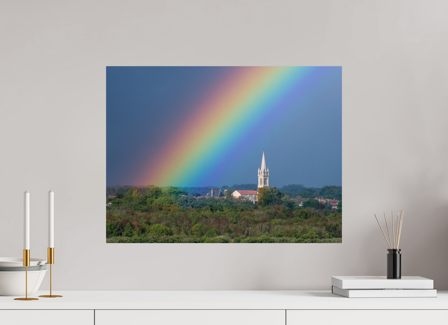 60 x 45 cm, Photo Print On Fuji Crystal DP II Church and rainbow