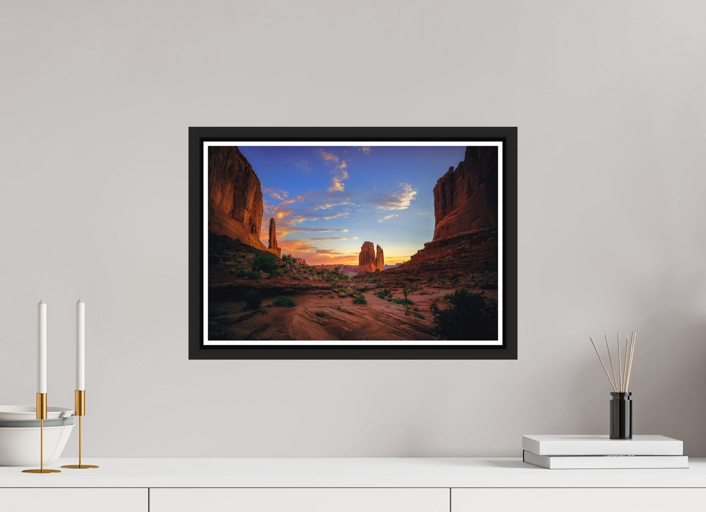 45 x 30 cm, Matt Black Frame Park Avenue Trail at Sunrise