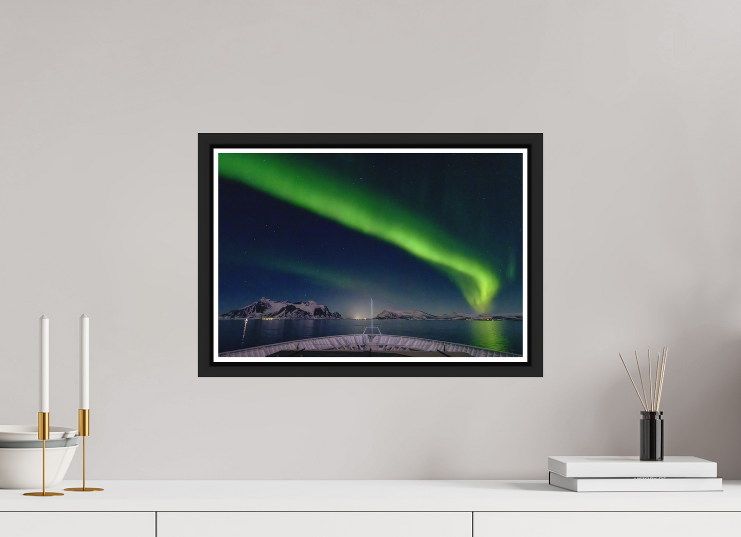 45 x 30 cm, Matt Black Frame Balmoral Aurora 24th Feb 26