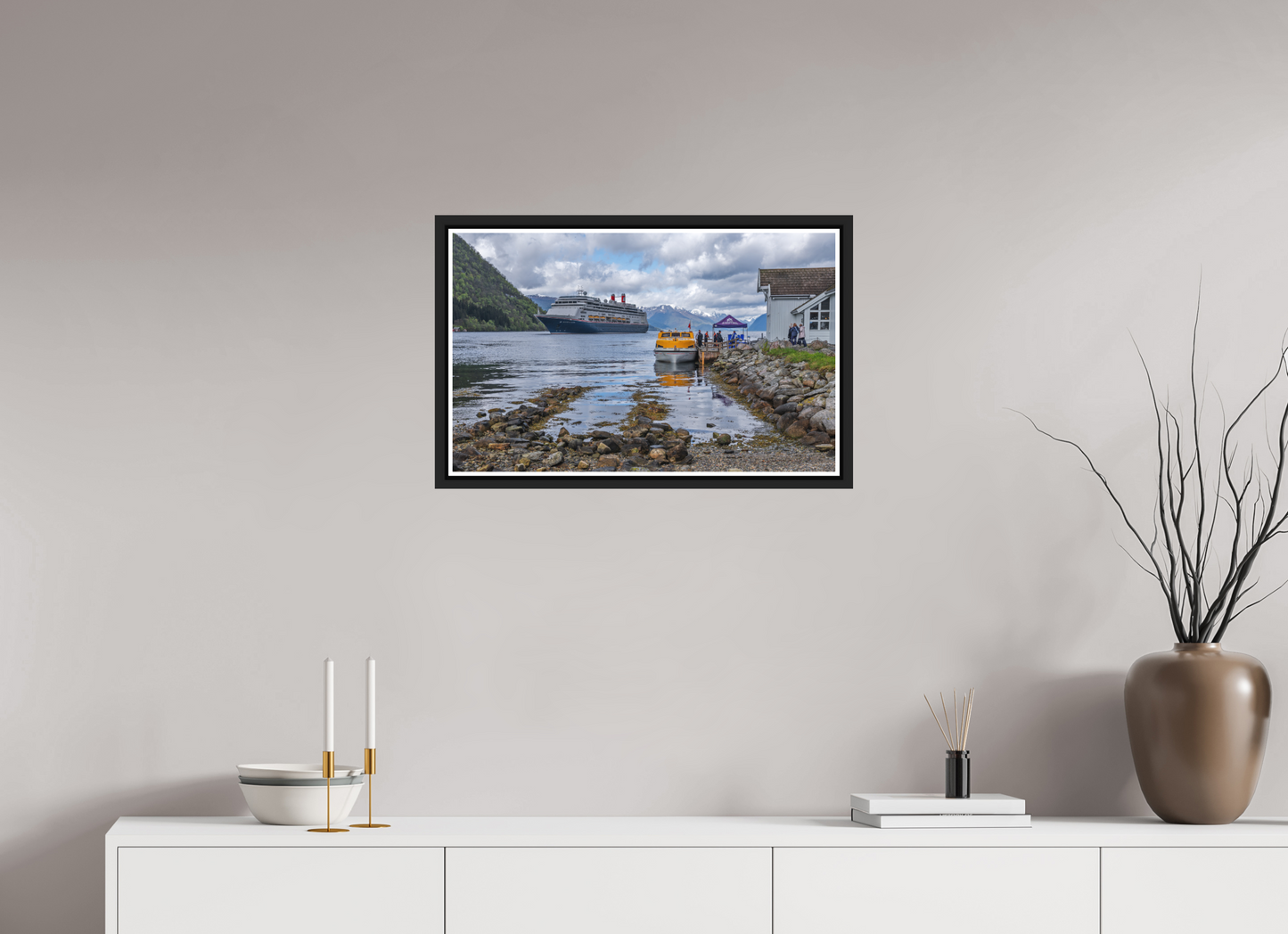 64.5 x 40 cm, Matt Black Frame Borealis in Olden