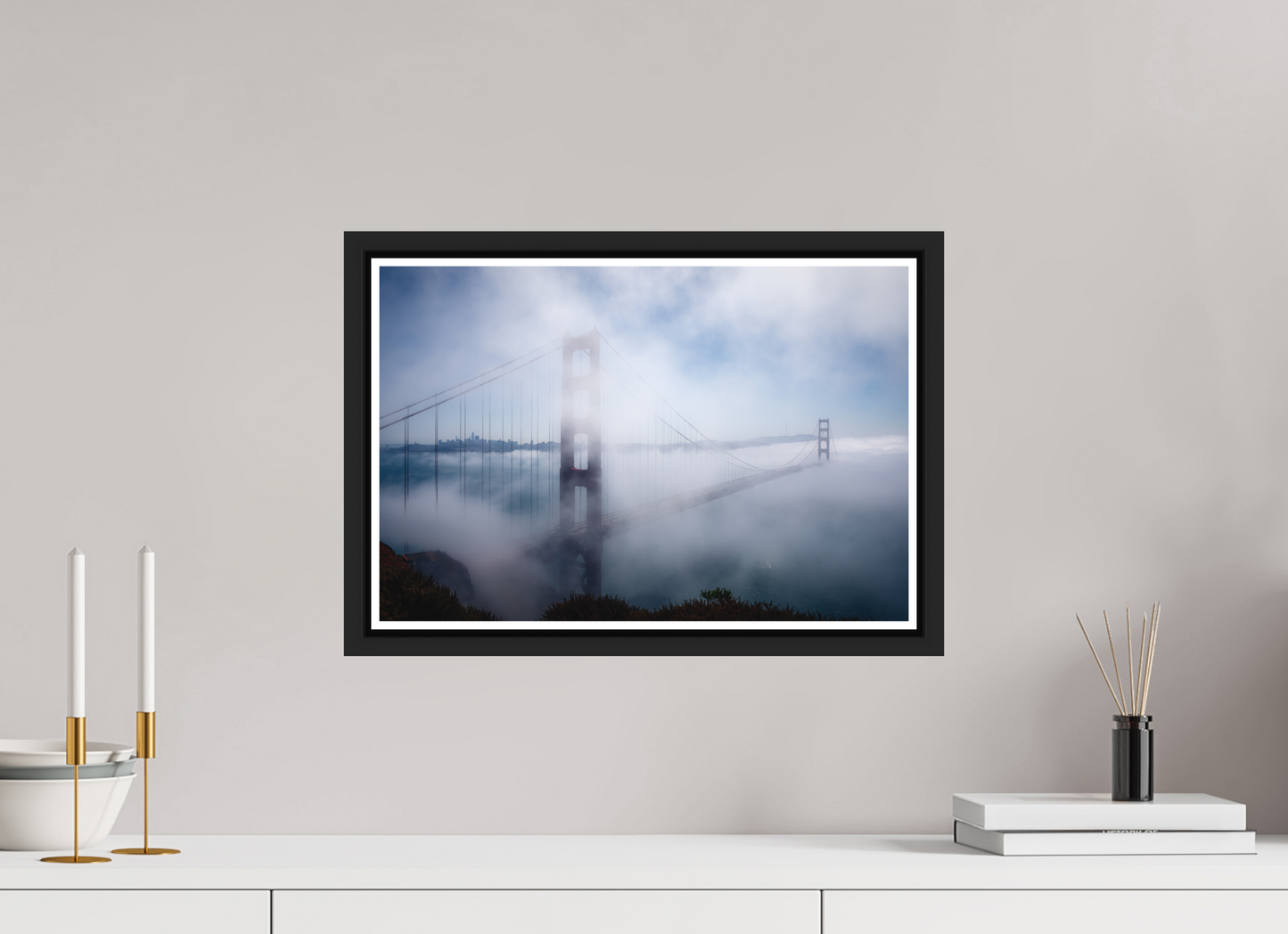 45 x 30 cm, Matt Black Frame Golden Gate, Summer 2017