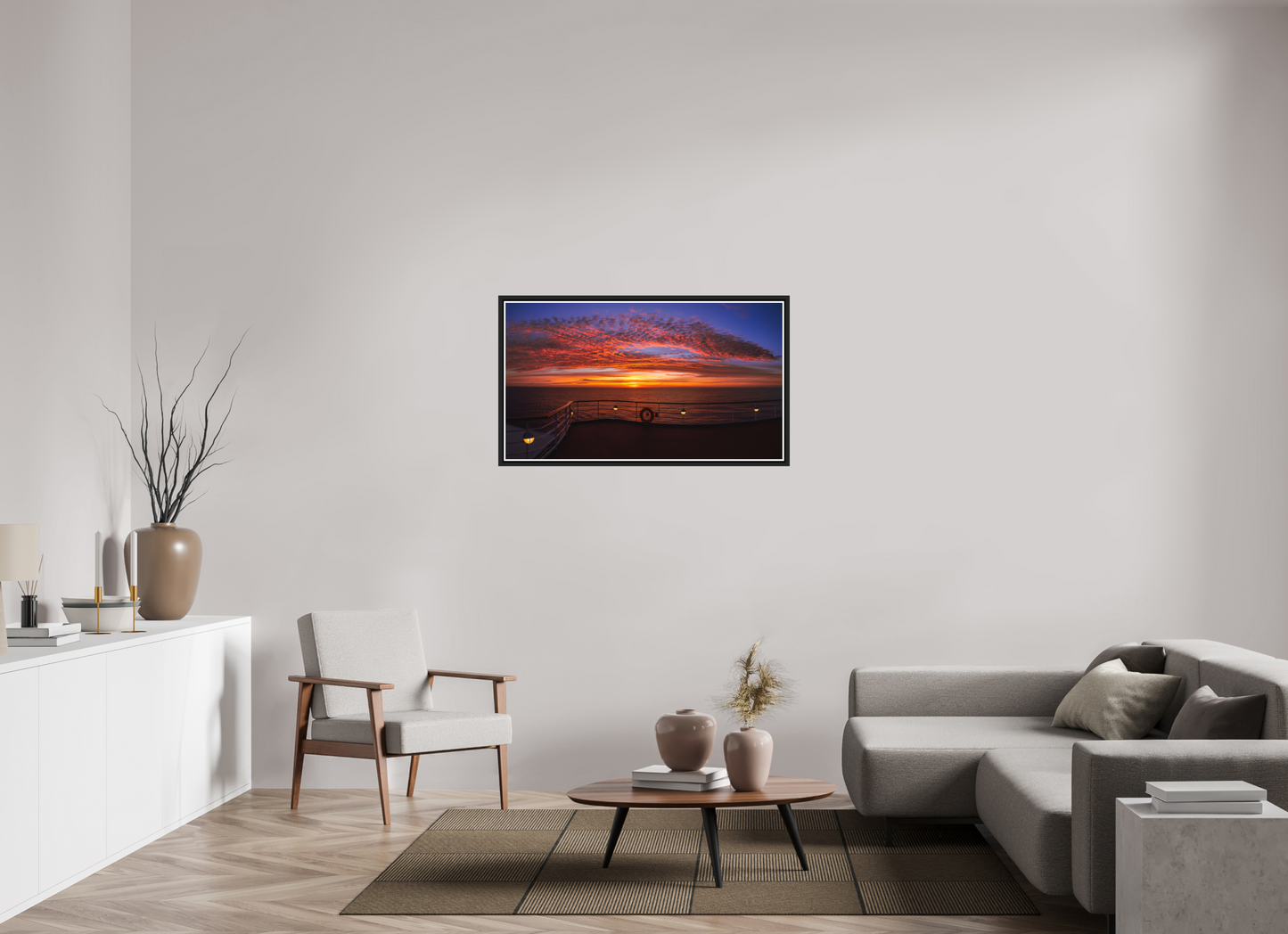 112 x 63 cm, Matt Black Frame Balmoral. Sunset off Norway