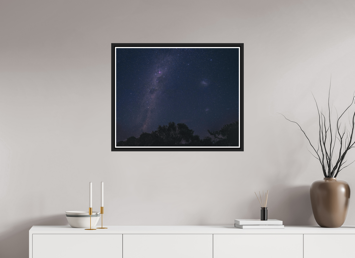 75.1 x 60 cm, Matt Black Frame Southern Milky Way and Magellanic Clouds