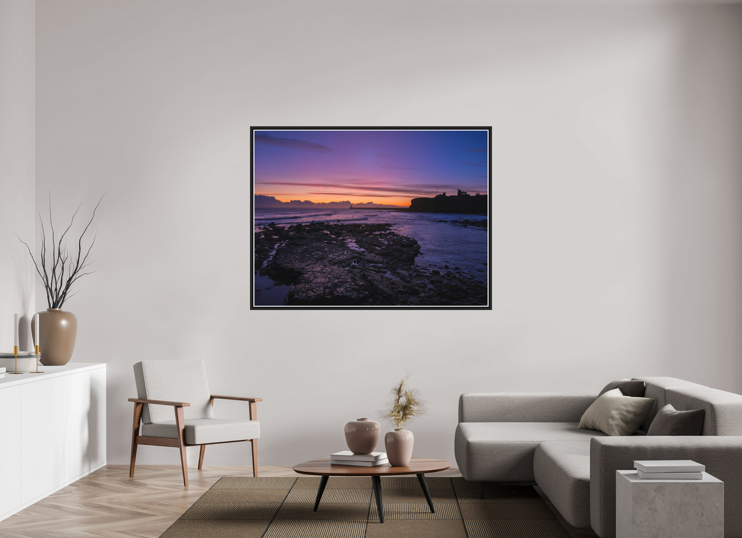 160 x 120 cm, Matt Black Frame Dawn on 21st November 25 Tynemouth