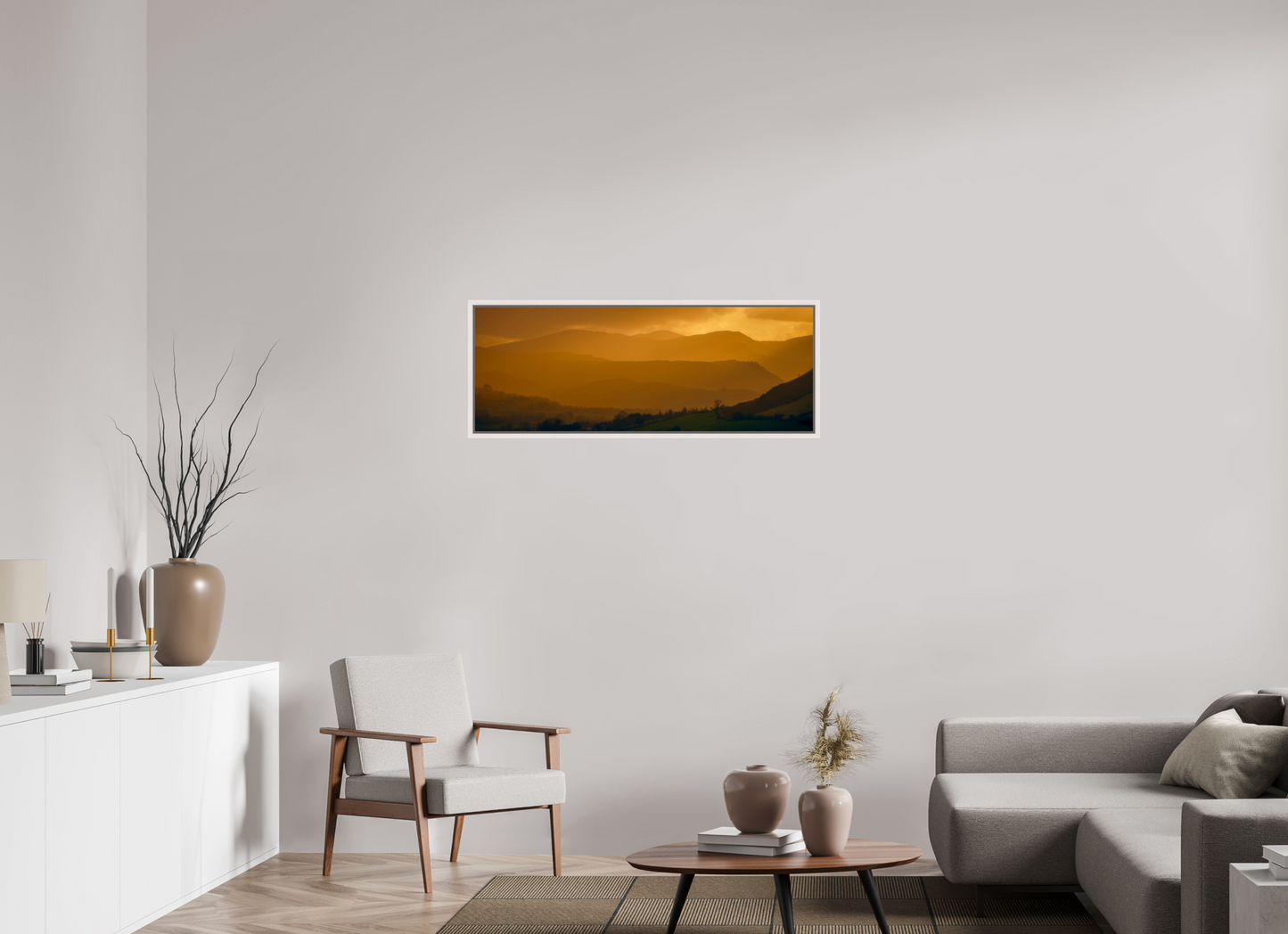 108.9 x 40 cm, White Frame Lakeland Layers from Near Howe